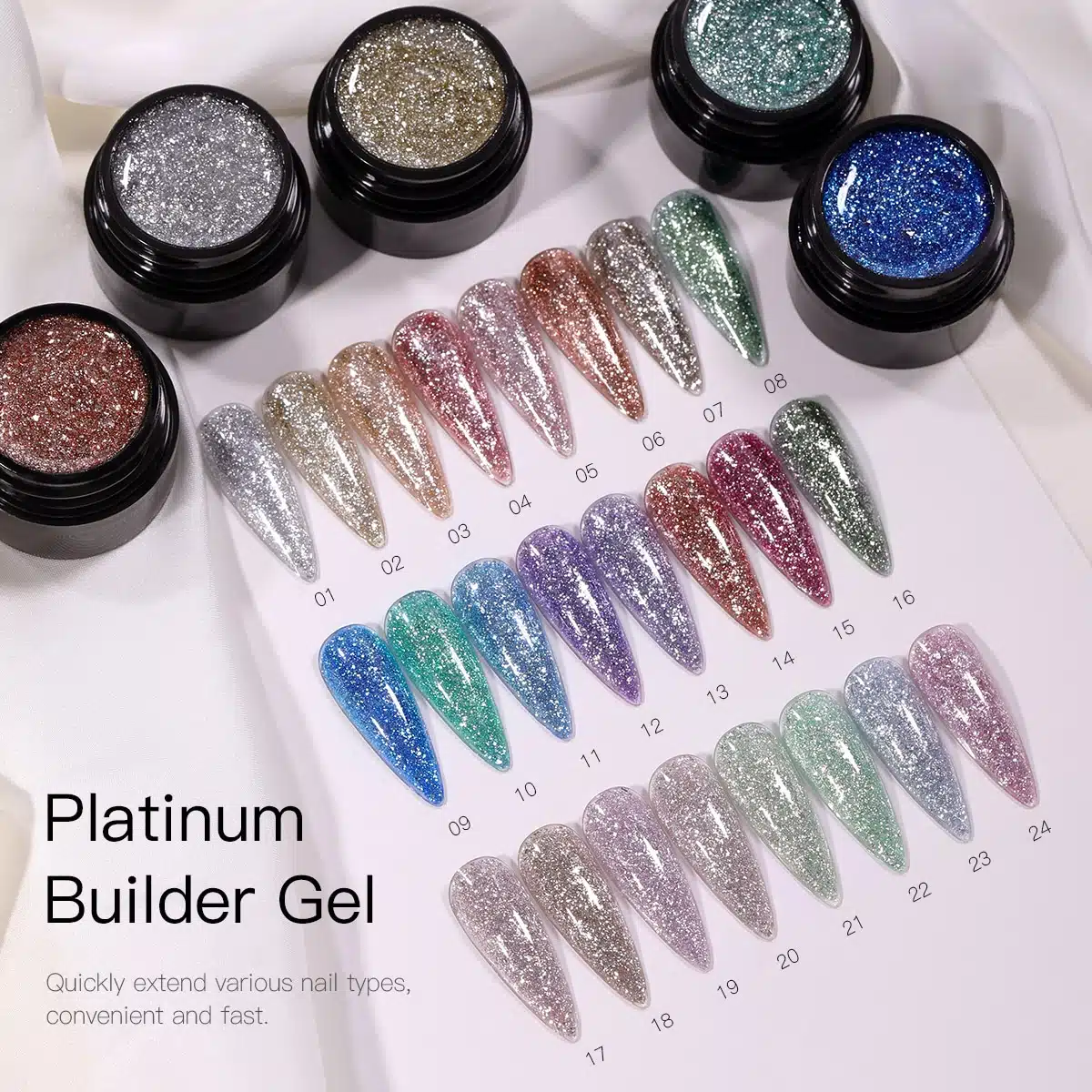 Hema Free And TPO Free Silver Foil Nail Builder Gel