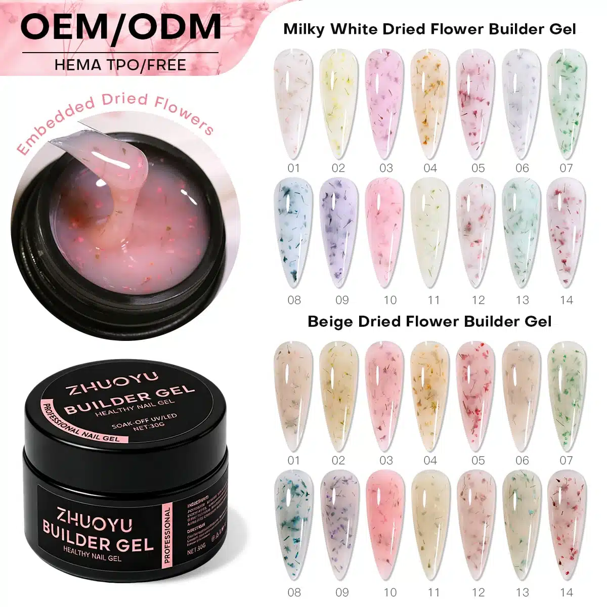 28 Color Flower Builder Gel Collection | OEM/ODM Nail Builder Gel